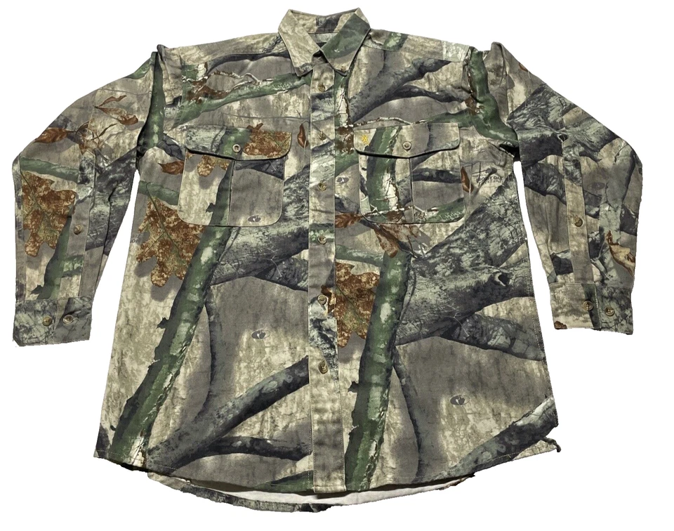 Browning Reactar Mossy Oak Treestand Camo Button Down Hunting Shirt Mens Med.  B - Image 1 of 4