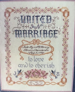 Vintage United in Marriage Sampler Cross Stitch Pattern (1989) Sealed - Vera K. - Picture 1 of 3