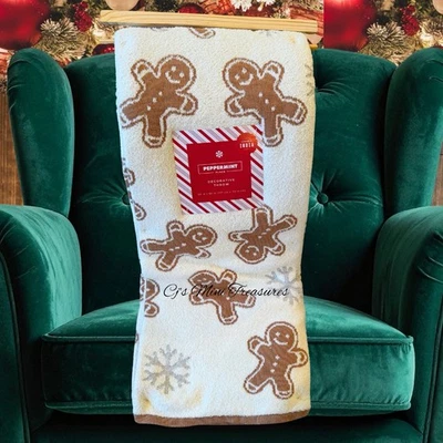 Christmas Gingerbread Peppermint Place Decorative Throw Blanket 50”x60” Decor - Image 1 of 4