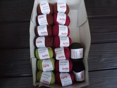 16 x 25 g ball Katia sock yarns, 109 yards per skein, assorted colors, new - Image 1 of 3