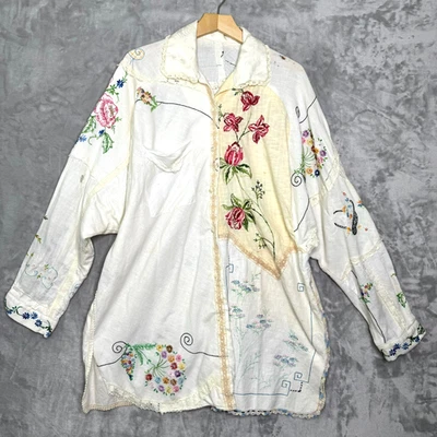 Top Cottagecore caprichoso arte eléctrico para usar para mujer talla única bordado lino Foto 1 de 4