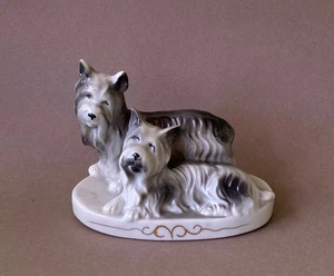 Vintage Scottish Terrier Porcelain Double Scottie Dog Figurine Japan - Picture 1 of 6