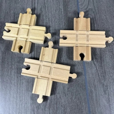 3 Cross Track Wooden Railway Train Tracks - Maxim/ Thomas/Brio Compatible 4 1/4" - Image 1 of 4