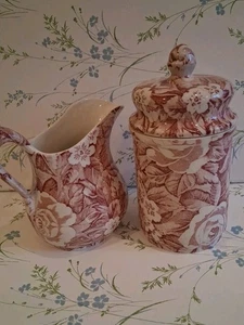 Burleigh Victorian Chintz Pink Floral Vintage Tea  Pot etc 7” And Jug Excellent  - Picture 1 of 8