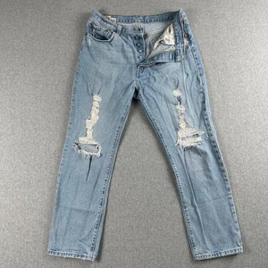 Levi's 501 XX Button Fly Jeans W32 L28 Blue Denim Light Western Distressed Rip - Picture 1 of 9