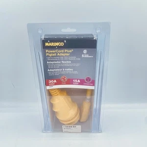 ADAPTADOR COLETA BARCO MARINCO 30A MACHO A 15A HEMBRA 125V (1) - Imagen 1 de 4