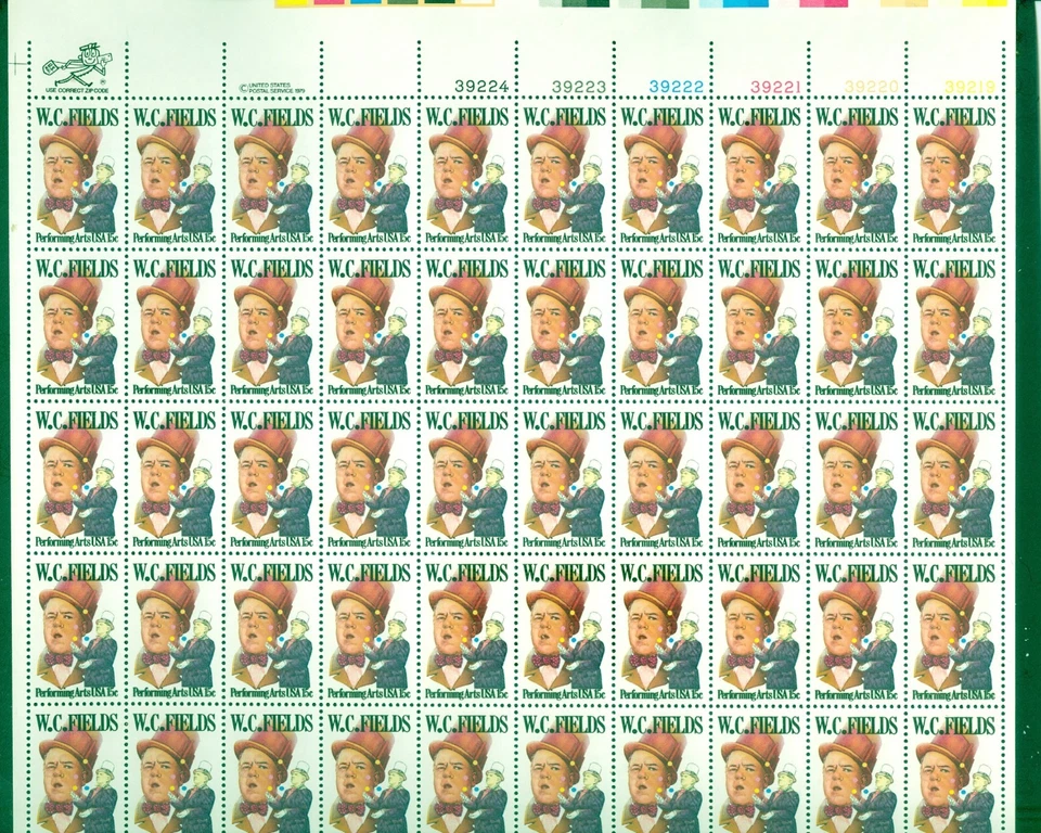 US 1803 WC Fields, Complete sheet/20  Mint NH - Image 1 of 1