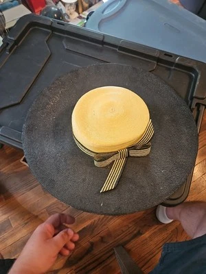 VINTAGE Kurt Jr Tom Hann BIG BOW Yellow /Black RETRO USA Church Hat - Image 1 of 4