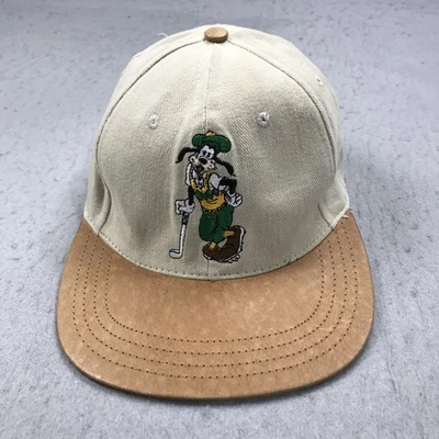 Sombrero de Golf DE COLECCIÓN Disney Adulto Beige Goofy Perro Dibujos Animados Cuero Correa Años 90 Foto 1 de 4