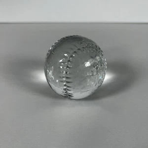 Baseball Clear Crystal Glass Paperweight Relief Embossed Stitching MWH Engraved - Picture 1 of 8