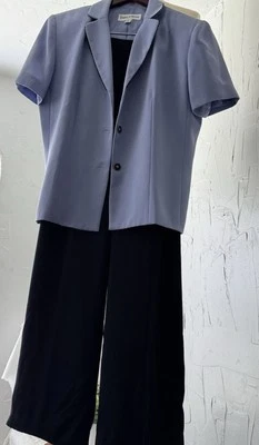 TRAJE PANTALÓN VINTAGE DANNY & NICOLE TALLA 10 Chaqueta Lila, Negro Cintura Elástica Pantalones Foto 1 de 4