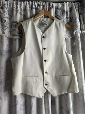 Alberto Celini White Suit Separate Vest Gold Buttons Size 44R Hand Tailored - Image 1 of 4