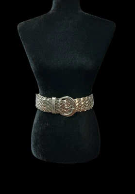 Винтажные аксессуары от Pearl металлический серебряный плетеный ремень 34 «x 2» средний сделано я - Изображение 1 из 4