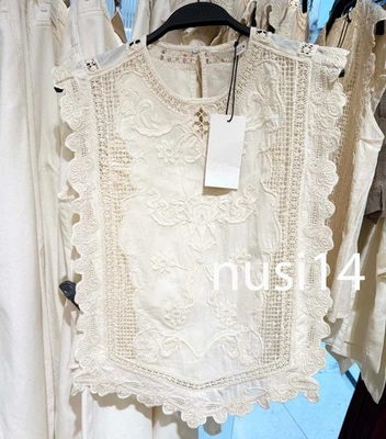 ZARA NEW WOMAN SLEEVLESS ZW COLL. RUFFLED CHEST SHIRT WHITE XS-XL 107/244/250 - Image 1 of 2