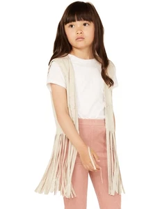 Fornia Girls' Fringe Faux Suede Vest - OFRNG-VST2-BEI-YTH X-Small - Picture 1 of 4
