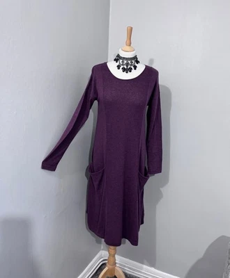 Seasalt Heartfelt Knitted Purple Chard Wool Blend Autumn Swing Style Uk 8 - Image 1 of 4