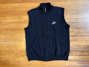 VINTAGE Nike Fleece Full Zip Vest Men’s Large Black 90s - Picture 1 of 11