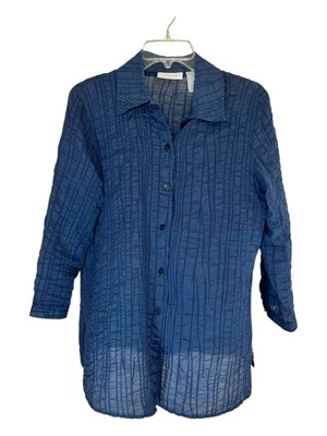 Blusa Top Mujer J H Coleccionables M Botón Frontal Manga 3/4 Cuello Algodón Foto 1 de 4