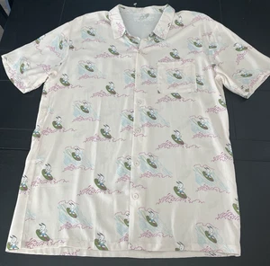 Men's Peanuts Worldwide LLC Snoopy Surfing the waves button front shirt size L - Picture 1 of 5
