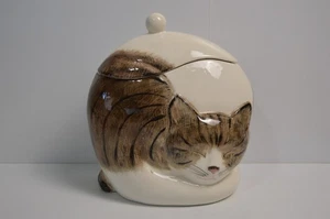 Vintage Laurie Gates Cat Cookie Jar Brown Tabby Los Angeles Potteries Kitten - Picture 1 of 24