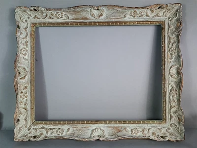Cadre ancien 53,5x43 feuillure 43x32 cm bois sculpté patiné C640 - Photo 1/4