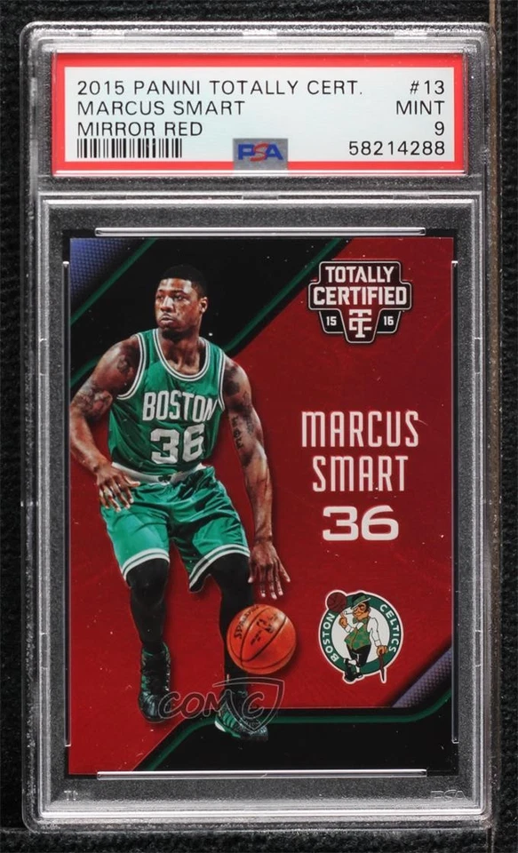 2015-16 Panini Totally Certified Mirror Red /149 Marcus Smart #13 PSA 9 MINT - Image 1 of 2