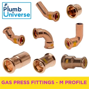 Gas 15 mm, 22 mm PressFit Fittinge Winkel Bogen T-Stück gerade Reduzierstück MPROFIL - Bild 1 von 18