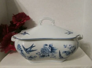 Plato de verduras rectangular cubierto AZUL DAMASCO por GEAR ARITA Bluebirds Flowers - Imagen 1 de 3