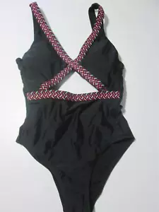 Xhilaration Womens Size XS One Piece Swimsuit Black Wireless Lined Backless - Picture 1 of 6