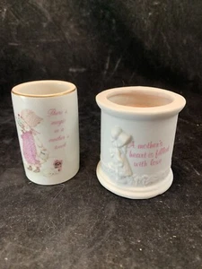 Vintage World Wide Arts Holly Hobbie Ceramic Candles Holder Mothers Love 2 Pc - Picture 1 of 16