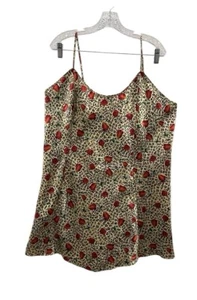 Vintage Y2K Frederick's of Hollywood 2X Lingerie Slip Animal Print Red Rose Gown - Bild 1 von 10