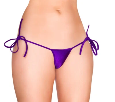 Purple Low Rise Tie Side Bikini Bottom O/S 8 10 12 Roma Clubwear Swimwear - Image 1 of 2