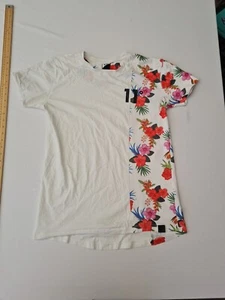 Mens Tshirt 11° Size S Short Sleeve Floral Pattern White Mix 28641 - Picture 1 of 13