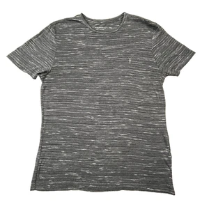 AllSaints Mens T Shirt L Black Textured Striped Lightweight Stretch Semi Sheer - Picture 1 of 19