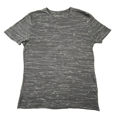 Camiseta AllSaints Para Hombre L Negra Texturizada Rayas Ligera Elastizada Semi Transparente Foto 1 de 4