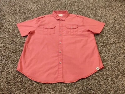 Camisa Free Planet Para Hombre 3X 3XL Rosa Coral Manga Corta Botón Frontal Mezcla de Algodón Foto 1 de 4