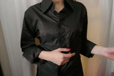 Camisa preta Dirk Bikkembergs designer belga feita na Itália seda/poliéster - Imagem 1 de 4