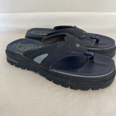 Vintage 90s Y2K Skechers Jammers Chunky Platform Flip Flops Sandals Blue Size 8 - Image 1 of 4