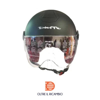 Casco Scodella con Visiera Elicottero Bici Nero Opaco Dieffe Uso Sportivo - Immagine 1 di 4