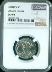 2018-P Apostle Island Quarter NGC MS67 MAC Quality - Picture 1 of 2