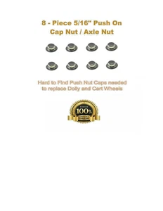 8 Pack 5/16" Push-on Cap Nuts - Axle Caps - Wheel Retainers 230982004 - Picture 1 of 1