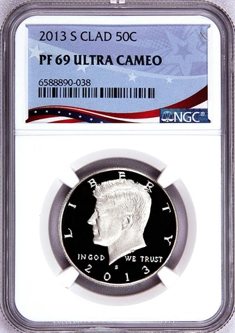 2013-S Proof Kennedy Half, Graded PF69UC by NGC ~ NEW Patriotic OSR Label! Cover