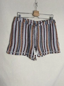 Papaya Ladies Shorts Size 12 Striped Grey Orange Red Elastic Waist Soft - Picture 1 of 6