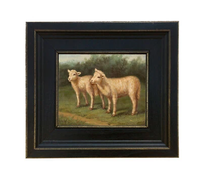 Impresión de pintura enmarcada de corderos Arthur Tait sobre lienzo decoración de granja ovejas animales  Foto 1 de 2