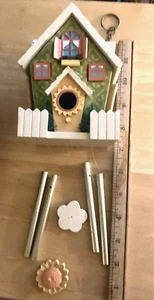 Colorful Birdhouse Windchime Painted House With Picket Fence Never Used Outdoors - Picture 1 of 8