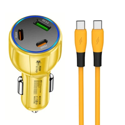 90W Doub USB-C PD Fast Car Charger For Motorola Moto G Power Edge Raze 40 Ultra - Imagem 1 de 4