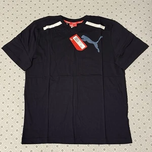 Puma Short Sleeve Cotton V Neck Graphic T-Shirt Navy Blue UK Size L - Bild 1 von 14