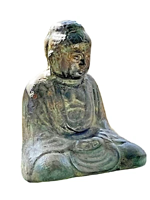 "Estatua de jardín japonés Vertgris de bronce 8"" Buda Kamakura Daibutsu de hierro fundido" Foto 1 de 4