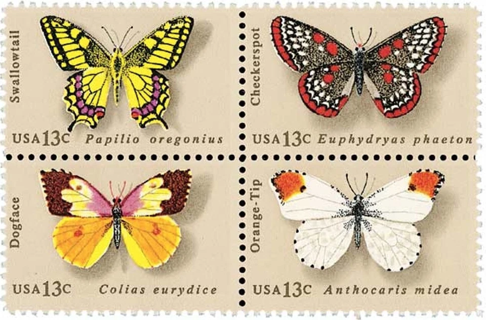 United States 13¢ Butterflies Postage Stamp #1712-15 Mint Pack of 100 - Image 1 of 1