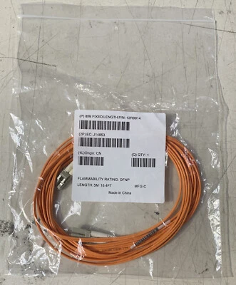 IBM 12R9914 5M 16.4FT 6588619-5 Orange Fiber Optic Cable LC-LC LC 50/125 ROHS - Image 1 of 4